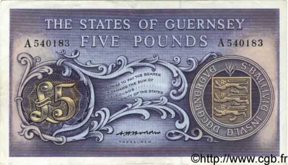 5 Pounds GUERNESEY  1969 P.46b TTB+