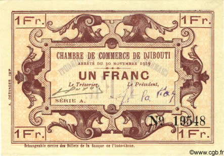 1 Franc DJIBOUTI  1919 P.24 pr.NEUF