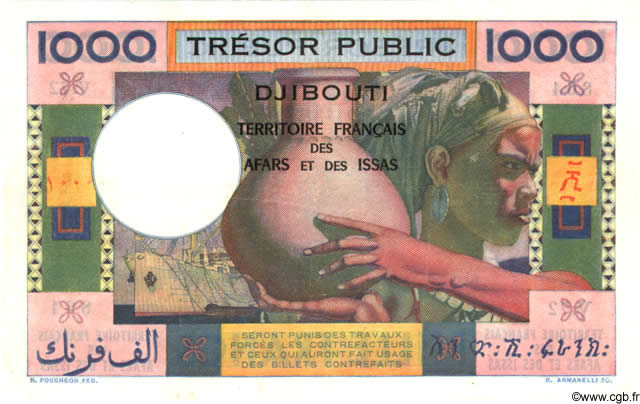 1000 Francs AFARS ET ISSAS  1974 P.32 TB