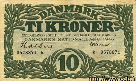 10 Kroner DANEMARK  1948 P.037b TTB+