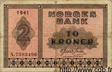 2 Kroner NORVÈGE  1941 P.16a TB