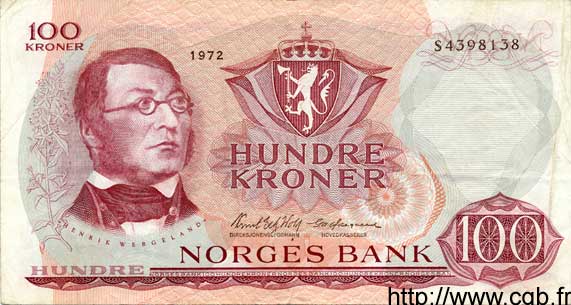 100 Kroner NORVÈGE  1972 P.38d TTB