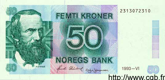 50 Kroner NORVÈGE  1993 P.42c pr.NEUF