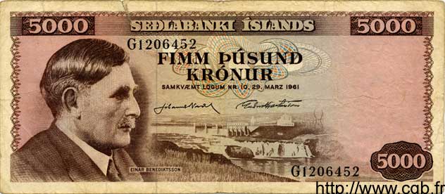 5000 Kronur ISLANDE  1961 P.47 pr.TB