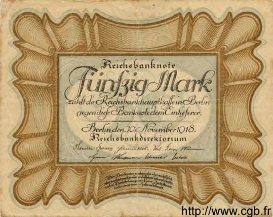 50 Mark ALLEMAGNE  1918 P.065 TTB