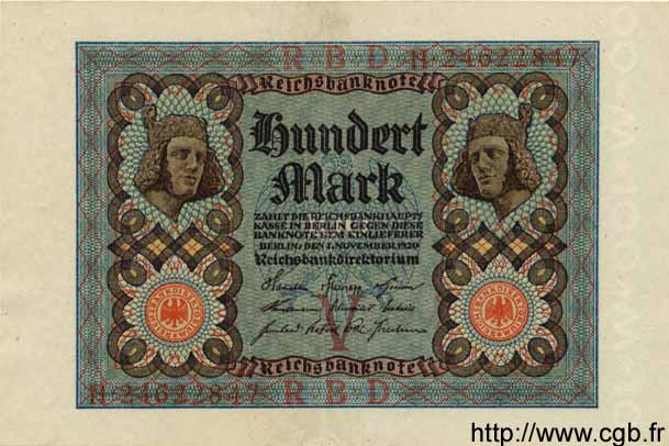 100 Mark ALLEMAGNE  1920 P.069b SUP
