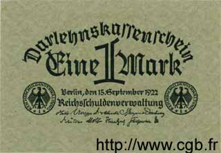 1 Mark ALLEMAGNE  1922 P.061a NEUF