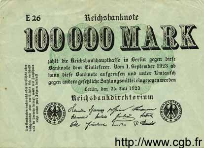 100000 Mark ALLEMAGNE  1923 P.091a TTB