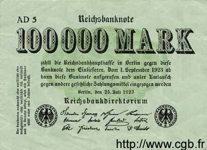 100000 Mark ALLEMAGNE  1923 P.091a SUP