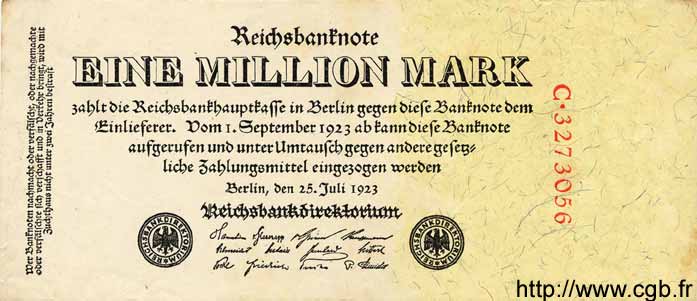 1 Million Mark ALLEMAGNE  1923 P.094 SUP+