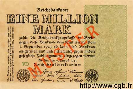 1 Million Mark Spécimen ALLEMAGNE  1923 P.102cs pr.NEUF