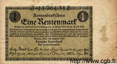 1 Rentenmark ALLEMAGNE  1923 P.161 TTB