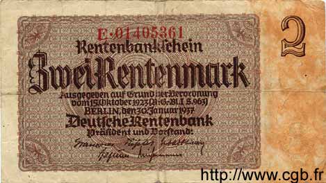 2 Rentenmark ALLEMAGNE  1937 P.174b TB