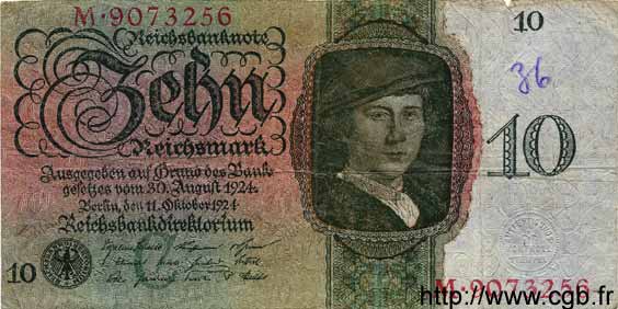 10 Reichsmark ALLEMAGNE  1924 P.175 pr.TB