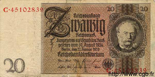 20 Reichsmark ALLEMAGNE  1929 P.181a TB