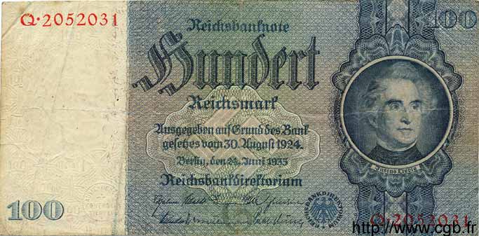 100 Reichsmark ALLEMAGNE  1935 P.183a TB