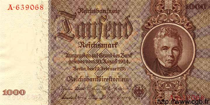 1000 Reichsmark ALLEMAGNE  1936 P.184 NEUF