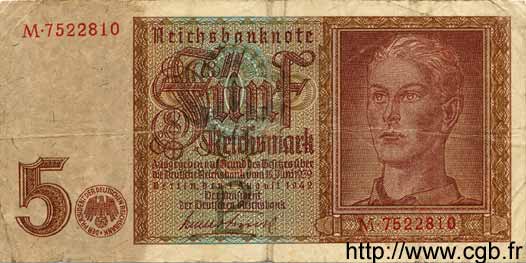 5 Reichsmark ALLEMAGNE  1942 P.186 TB