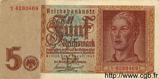5 Reichsmark ALLEMAGNE  1942 P.186 SUP