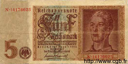 5 Reichsmark ALLEMAGNE  1942 P.186 TB