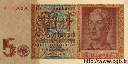 5 Reichsmark ALLEMAGNE  1942 P.186 pr.SUP
