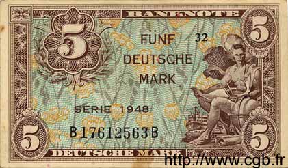 5 Deutsche Mark ALLEMAGNE FÉDÉRALE  1948 P.04a TTB+
