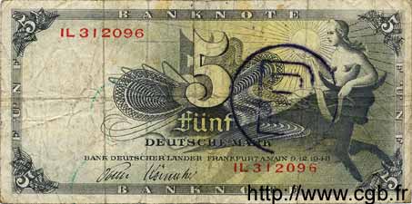 5 Deutsche Mark ALLEMAGNE FÉDÉRALE  1948 P.13f B