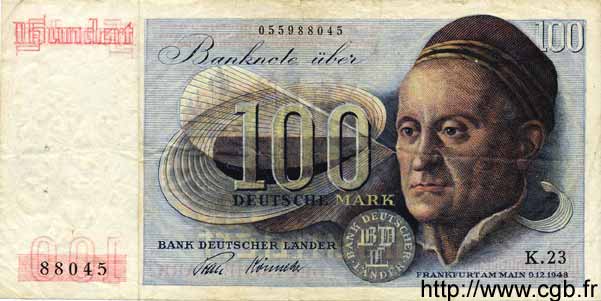 100 Deutsche Mark ALLEMAGNE FÉDÉRALE  1948 P.15a TB