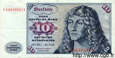 10 Deutsche Mark ALLEMAGNE FÉDÉRALE  1960 P.31a TTB à SUP