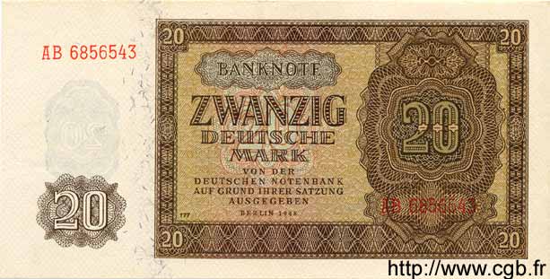 20 Deutsche Mark ALLEMAGNE RÉPUBLIQUE DÉMOCRATIQUE  1948 P.13b SUP