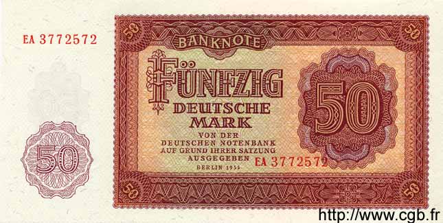 50 Deutsche Mark ALLEMAGNE RÉPUBLIQUE DÉMOCRATIQUE  1955 P.20a NEUF