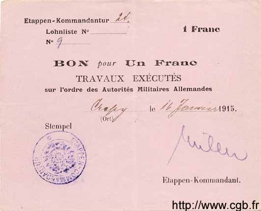 1 Franc ALLEMAGNE Chauny 1915 P.M06 SUP