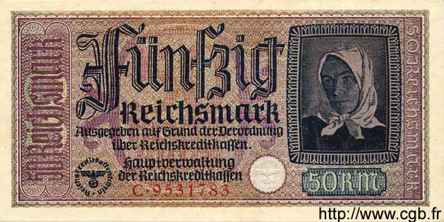 50 Reichsmark ALLEMAGNE  1940 P.R140 pr.NEUF