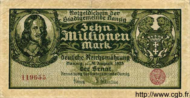 10 Millionen Mark DANTZIG  1923 P.25b TTB