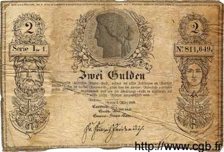 2 Gulden ALLEMAGNE  1849 PS.0141 B+ à TB