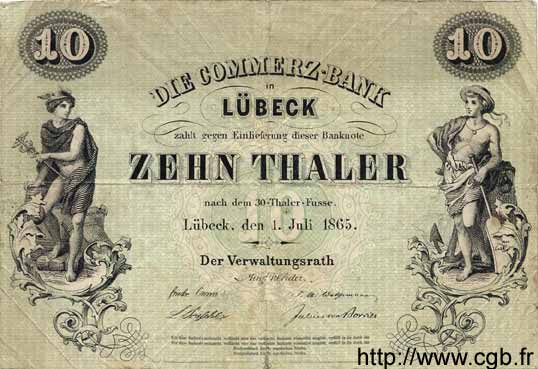 10 Thaler ALLEMAGNE Lubeck 1865 PS.0311 TTB