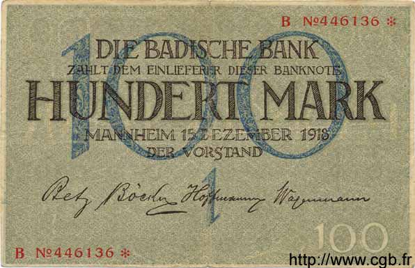 100 Mark ALLEMAGNE Mannheim 1918 PS.0907 TTB