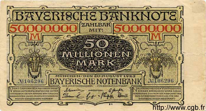 50 Millionen Mark ALLEMAGNE Munich 1923 PS.0934 pr.TTB