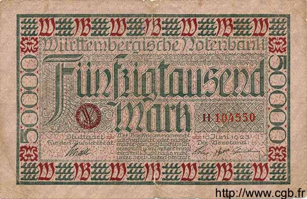 50000 Mark ALLEMAGNE Stuttgart 1923 PS.0984 TB