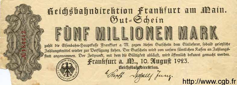 5 Millionen Mark ALLEMAGNE  1923 PS.1218 TB