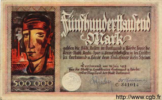 500000 Mark ALLEMAGNE Dortmund 1923 K.106ld TTB