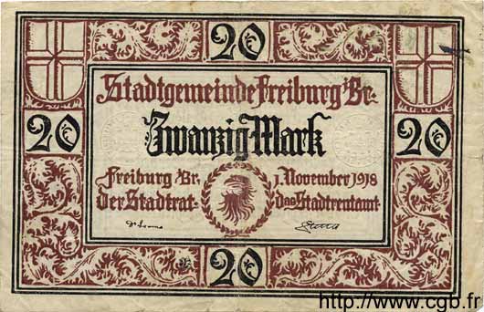 20 Mark ALLEMAGNE Freiburg 1918 K.147c TB+