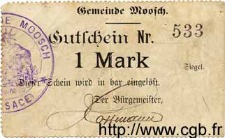 1 Mark ALLEMAGNE Moosch 1914 K.242 TB+