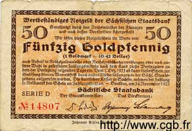 50 Goldpfennig ALLEMAGNE  1923 Sax.47 TB
