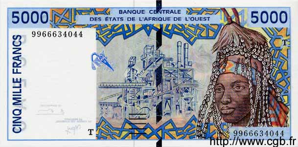 5000 Francs ÉTATS DE L AFRIQUE DE L OUEST  1999 P.813Tg NEUF