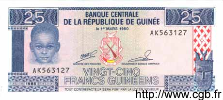 25 Francs Guinéens GUINÉE  1985 P.28a NEUF