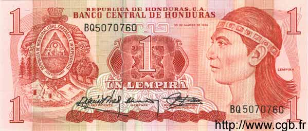1 Lempira HONDURAS  1989 P.068c NEUF
