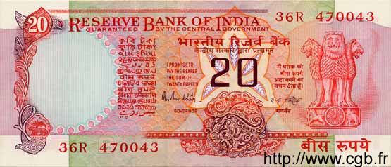 20 Rupees INDE  1983 P.082h SPL+