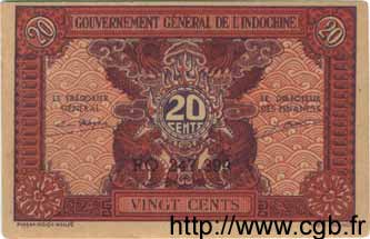 20 Cents INDOCHINE FRANÇAISE  1943 P.090 SPL