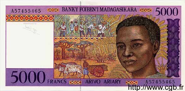 5000 Francs / 1000 Ariary MADAGASCAR  1995 P.078 NEUF
